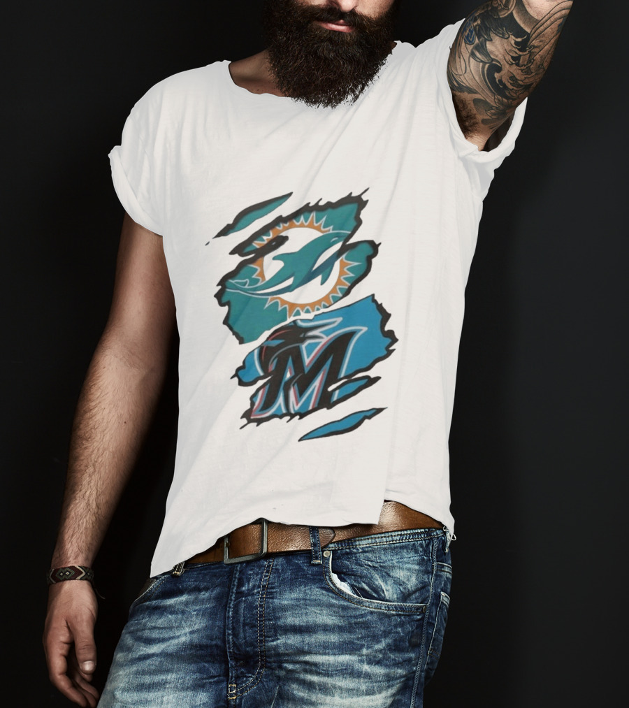 Miami Dolphins Marlins Beneath The Surface NFL MLB T-Shirt