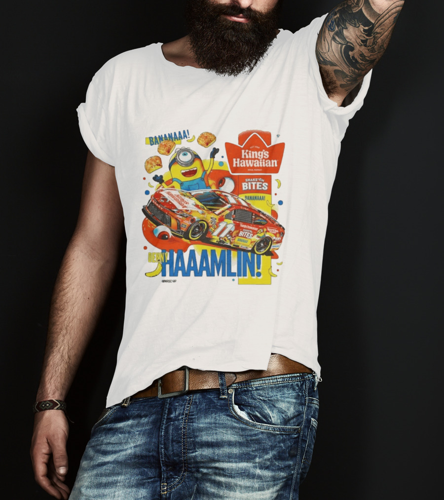 Minions Bananaa With Denny Hamlin King's Hawaiian Shake 'n Bites Racing 2026 T-Shirt