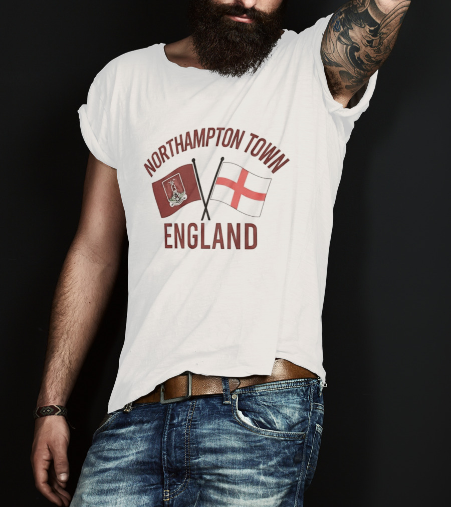 Northampton Town England Flag Red Cross Flag T-Shirt