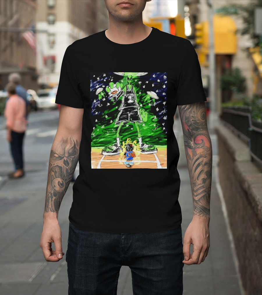Victor Wembanyama Alien San Antonio Spurs Vs Jalen Brunson New York Knicks NBA Showdown T-Shirt