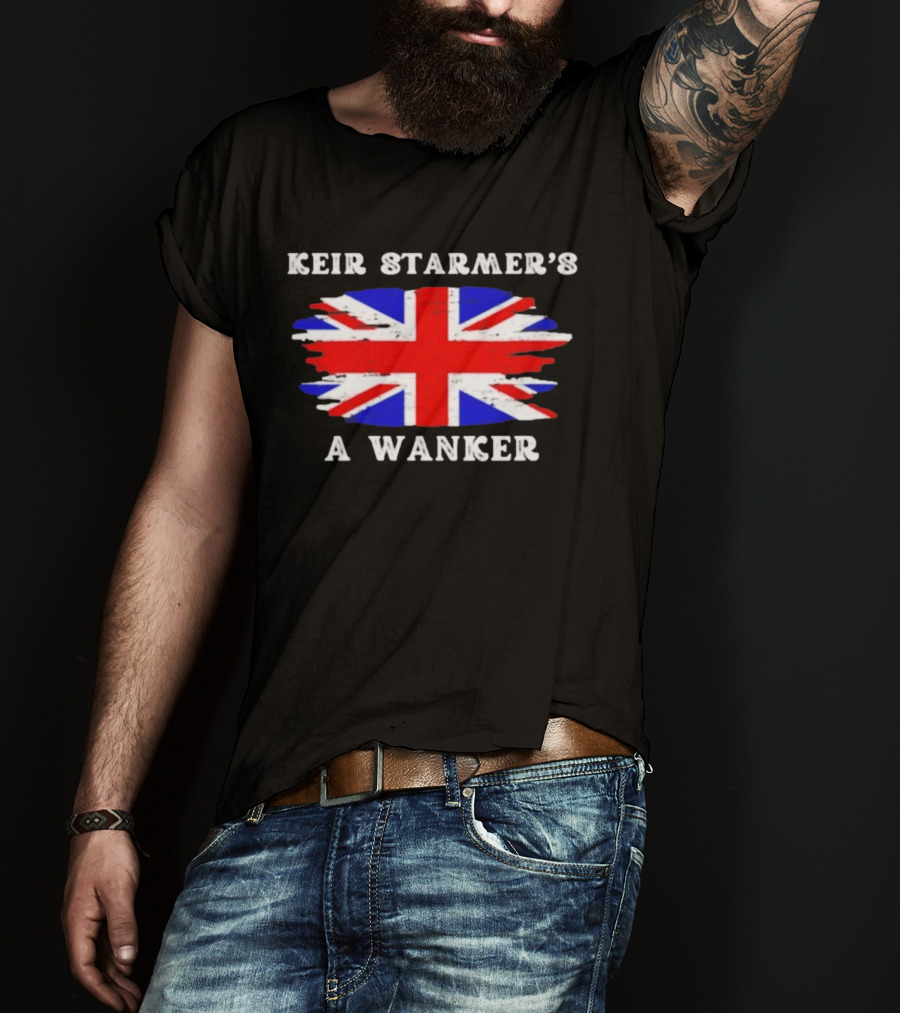 Keir Starmer's A Wanker Union Jack Flag British Political Satire T-Shirt