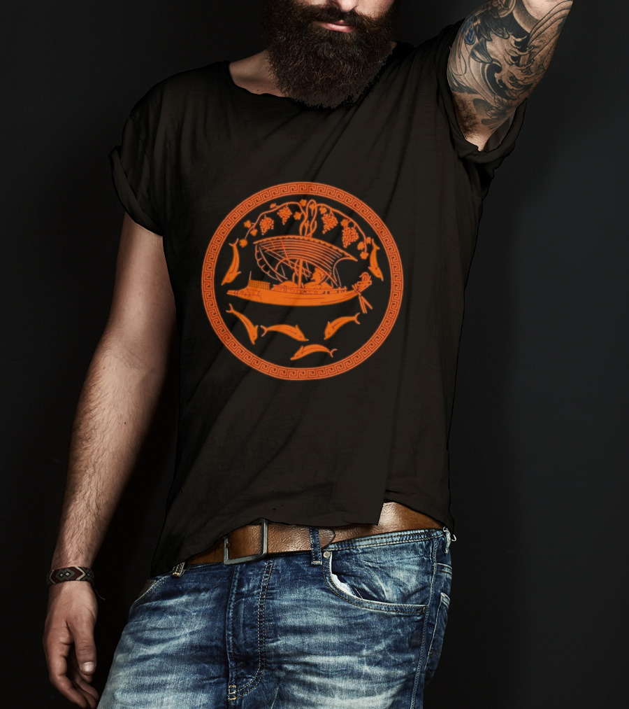 Dionysos Greek Mythology Voyage With Dolphins And Grapes T-Shirt