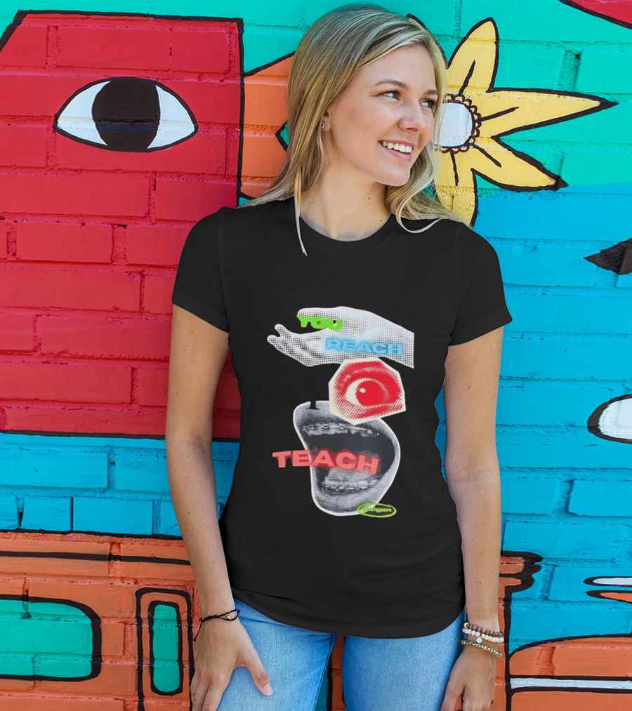 Geiger You Reach I Teach Hand Eye Mouth Collage T-Shirt