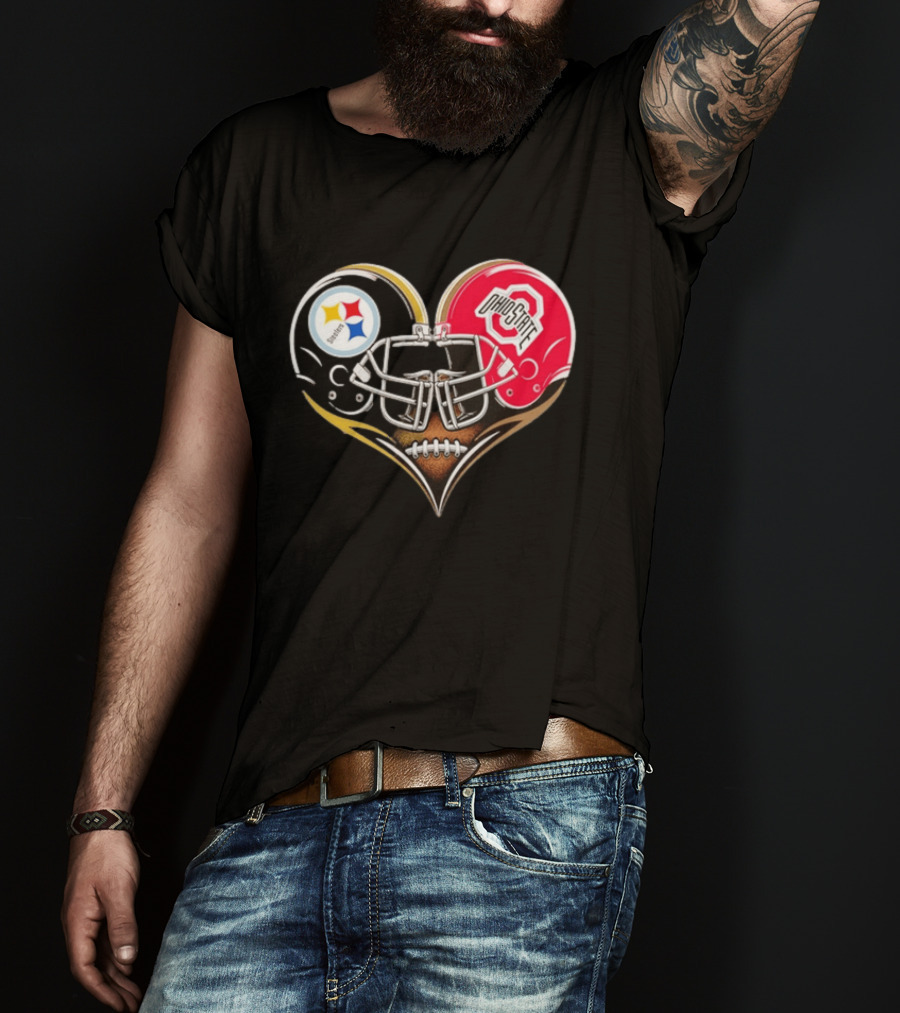 Steelers Ohio State Buckeyes Heart Helmet Fan Love T-Shirt