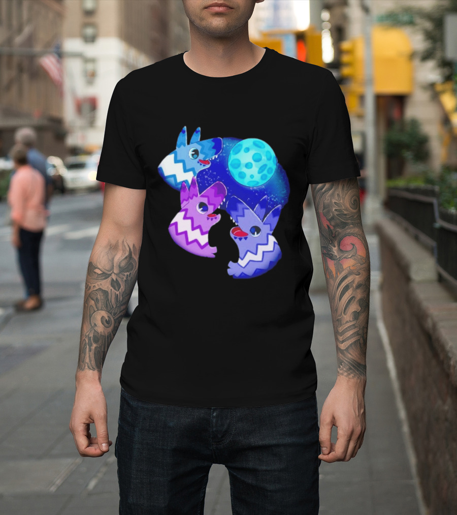 Pinata Dogs Howling At The Moon Blue Zigzag T-Shirt