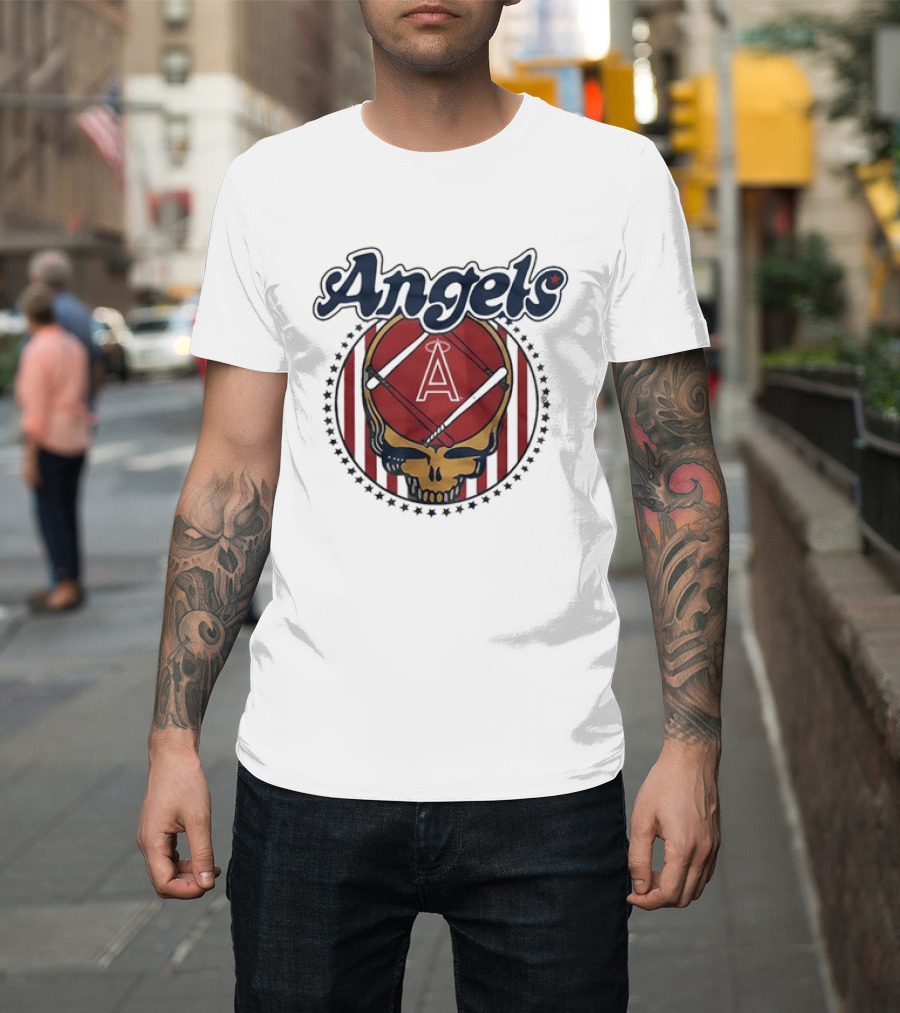 Los Angeles Angels Grateful Dead Steal Your Face Baseball Angels Skull T-Shirt