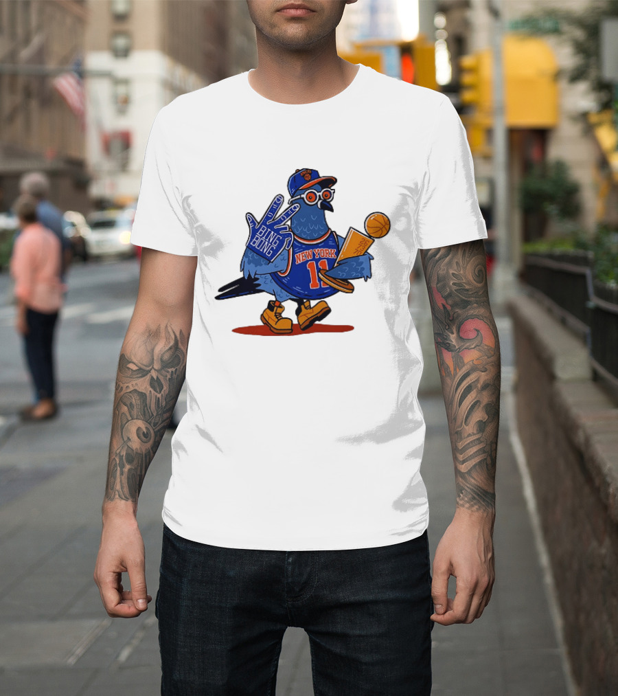 New York Knicks NBA Pigeon Bing Bong 26 73 70 Trophy T-Shirt