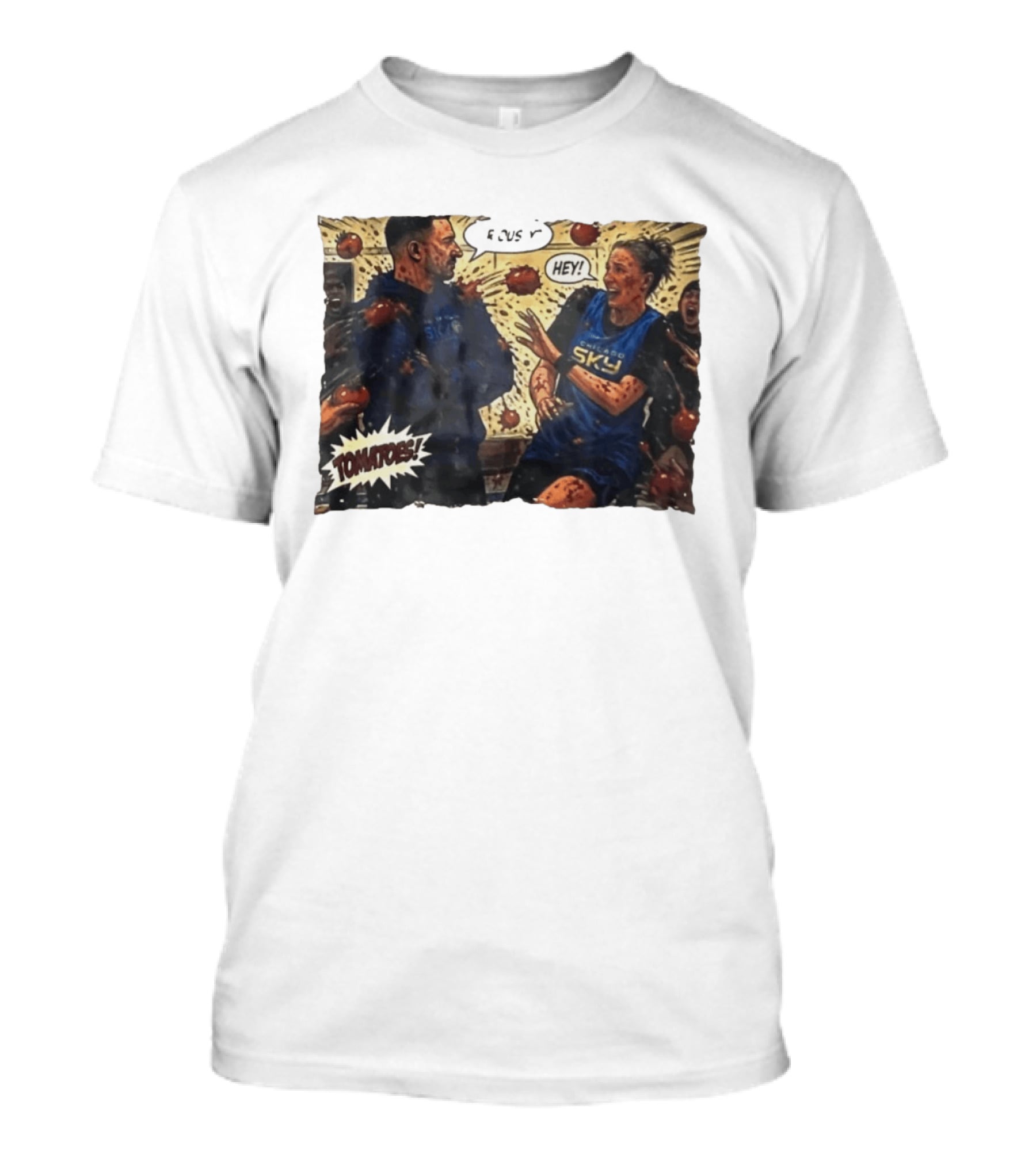 Chicago Sky Basketball Seriously Hey Tomatoes Comic Scene T-Shirt