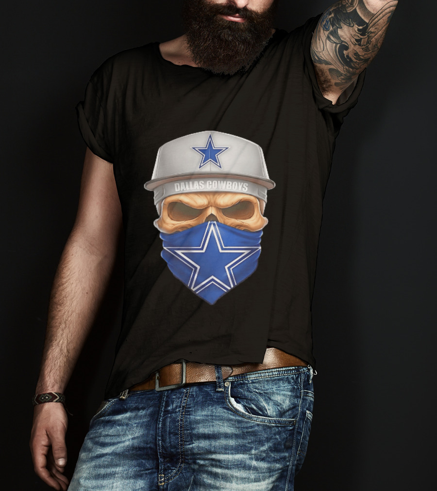 Dallas Cowboys Skull Bandana Cap Men Star T-Shirt