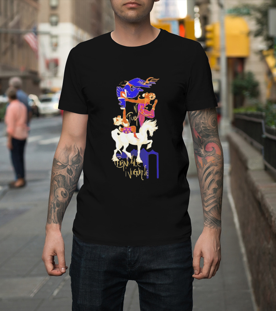 Carnivale Nocturne Jester And Horse With Vibrant Circus Animal And Bird T-Shirt