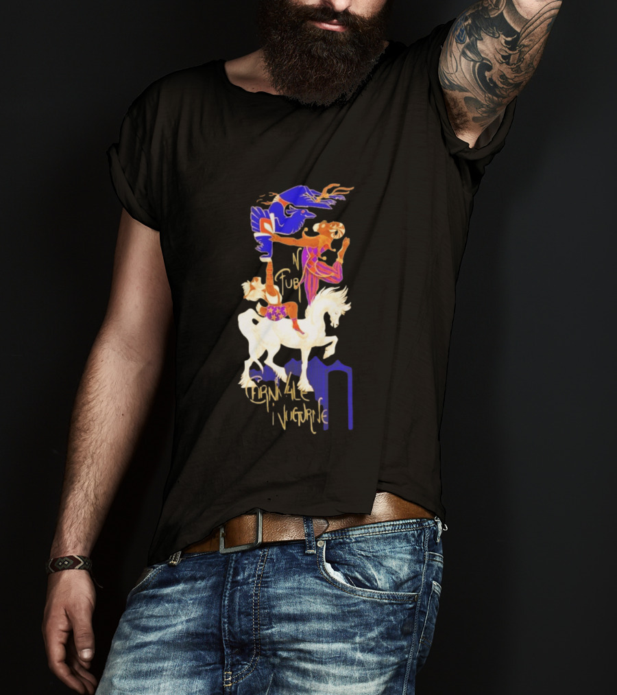 Carnivale Nocturne Jester And Horse With Vibrant Circus Animal And Bird T-Shirt