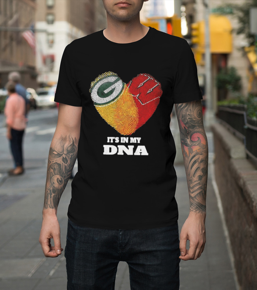 Green Bay Packers It's In My DNA Heart Fingerprint T-Shirt