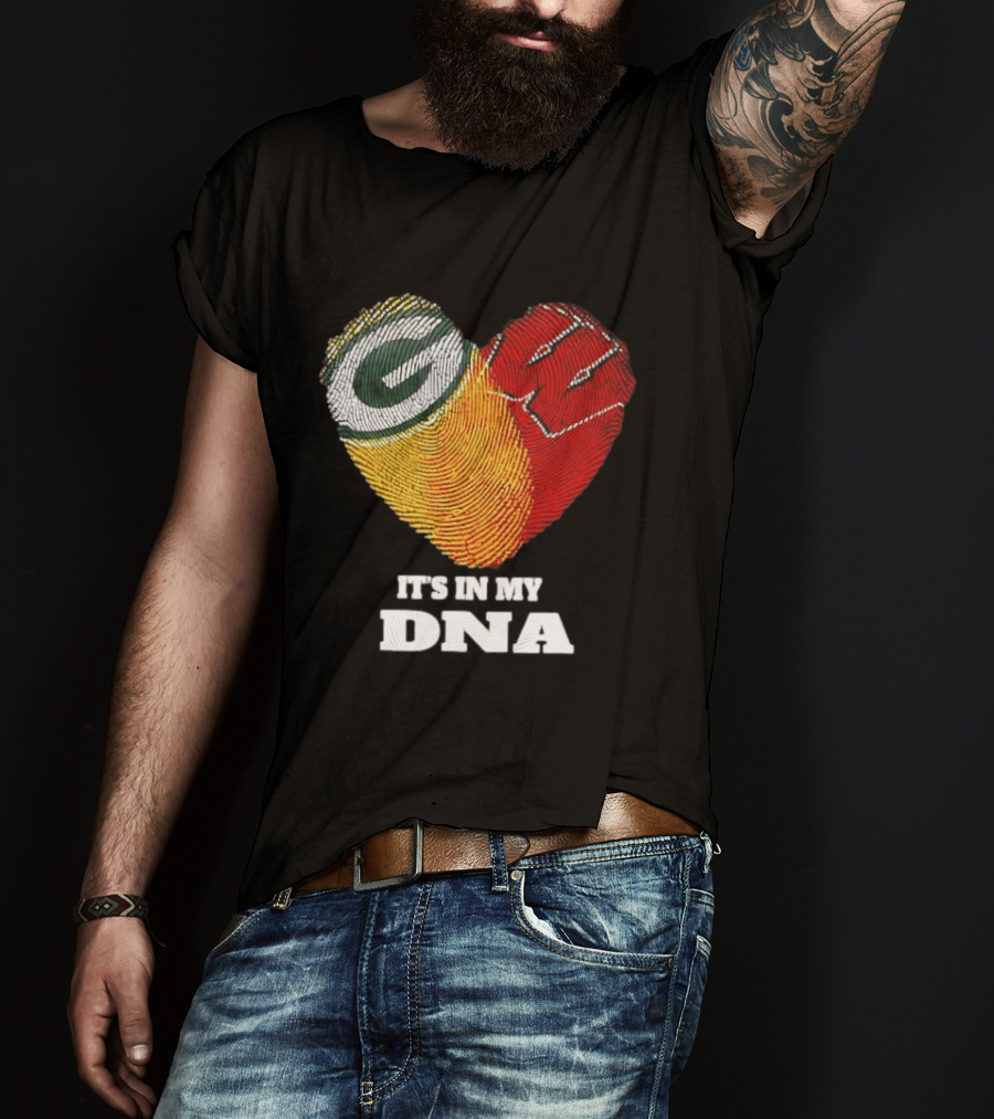 Green Bay Packers It's In My DNA Heart Fingerprint T-Shirt