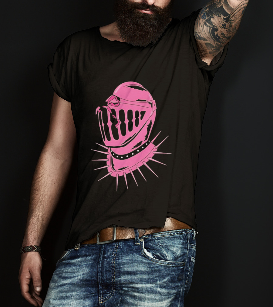Knight Helmet With Pink Bow And Spiked Choker Aesthetic T-Shirt