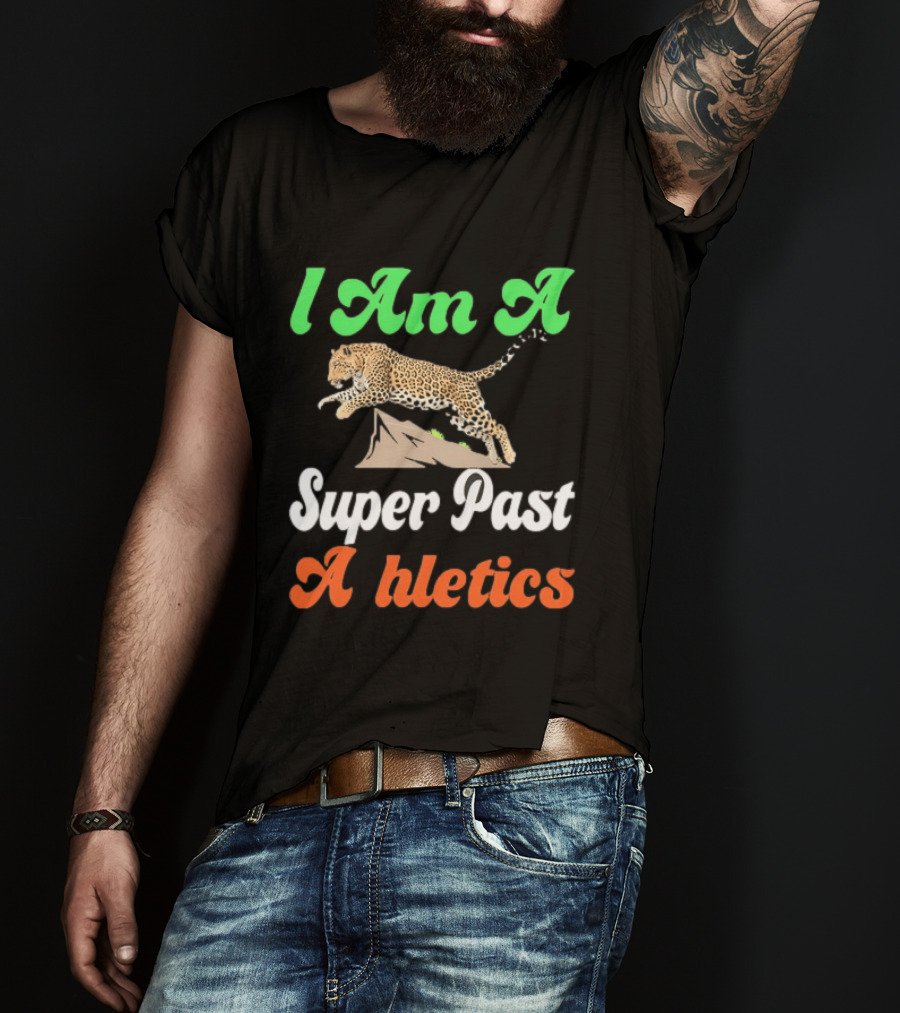 I Am A Super Past Athletics Leopard Running T-Shirt