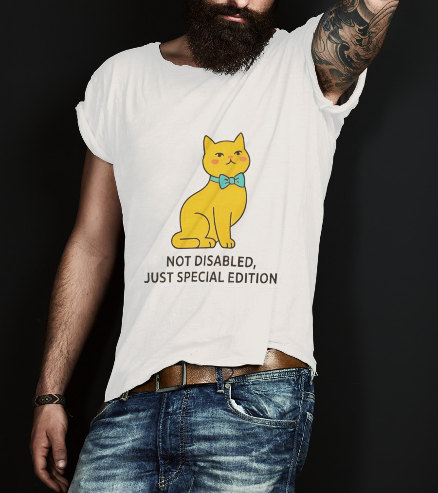 Not Disabled Just Special Edition Cat With Bow Tie T-Shirt