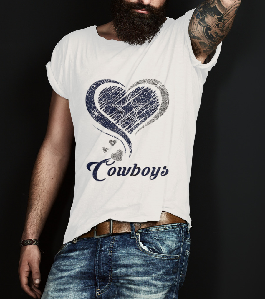Dallas Cowboys Heart Glitter T-Shirt