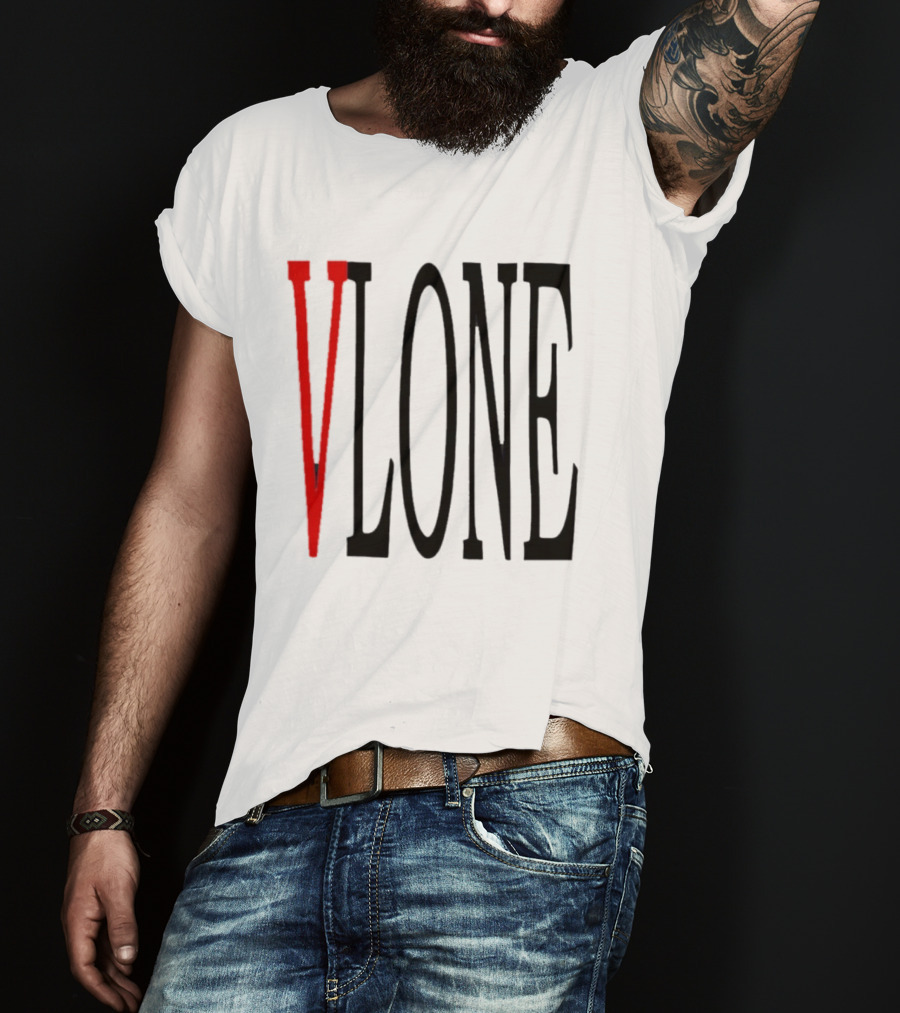 Vlone Logo Red V Black Font Streetwear Fashion T-Shirt