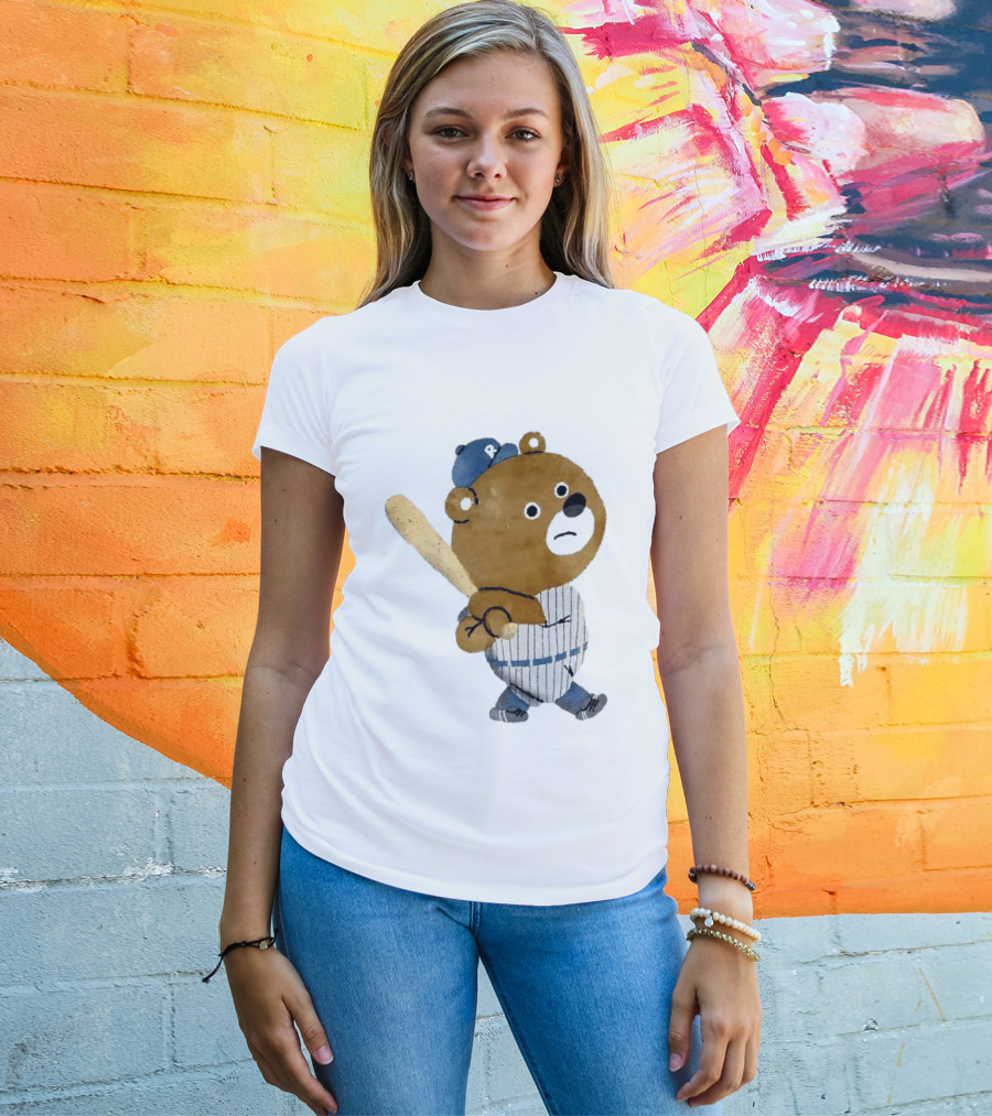 Kuma Bear Takuto Nakagawa Baseball Player Character In Striped Uniform T-Shirt