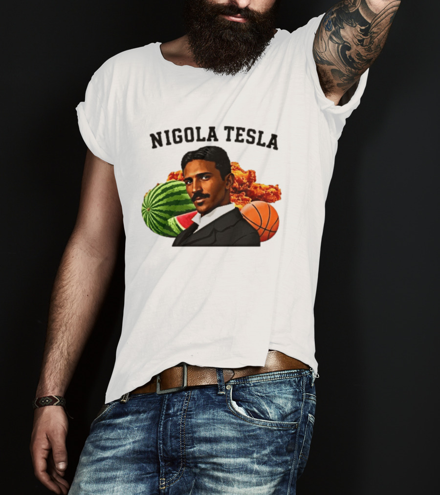 Nigola Tesla Watermelon Fried Chicken Basketball Fusion T-Shirt