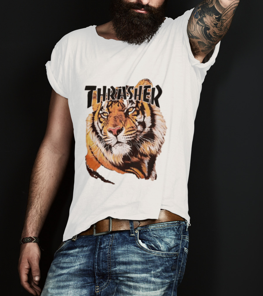Tiger Thrasher Magazine Wildlife Nature Animal Orange Color T-Shirt
