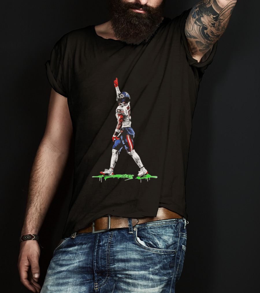 DJ Moore Chicago Bears Touchdown Celebration Action Pose Football Graffiti T-Shirt