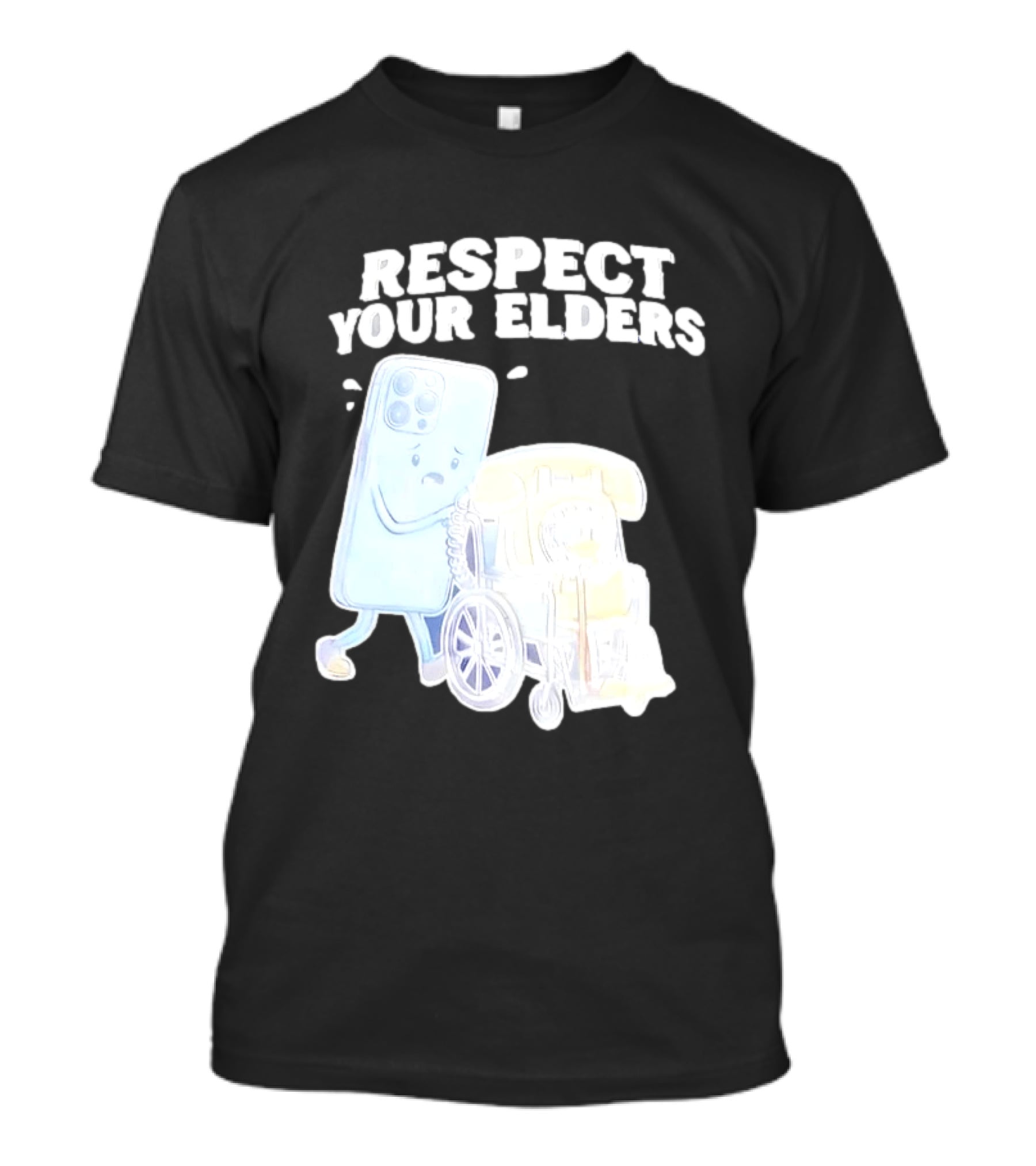 Respect Your Elders Smartphone And Vintage Telephone T-Shirt