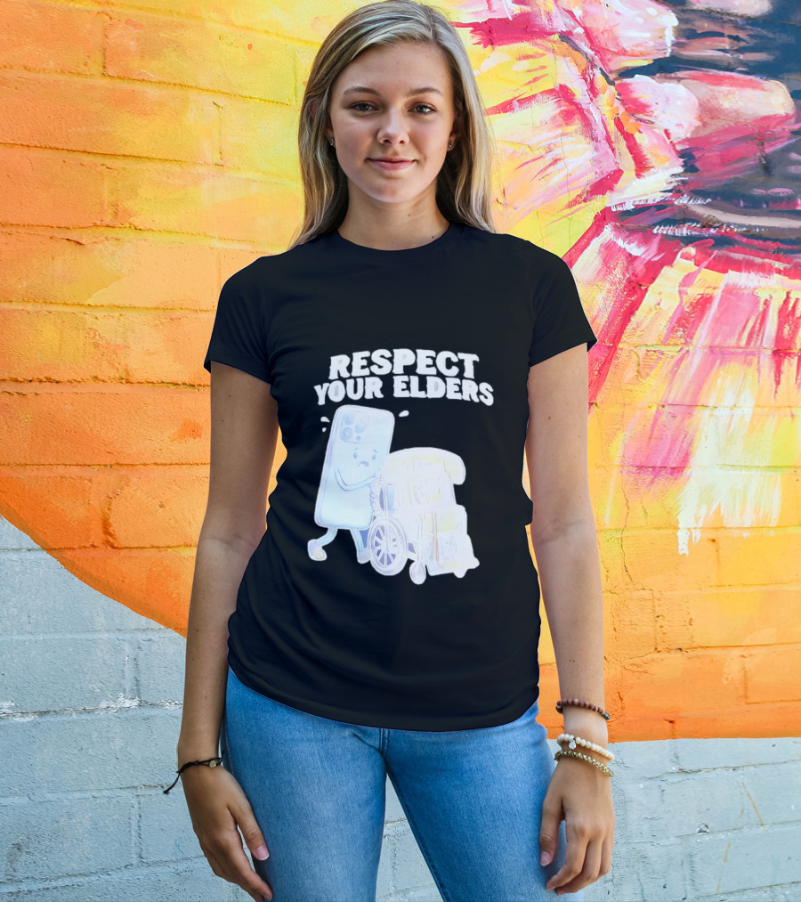Respect Your Elders Smartphone And Vintage Telephone T-Shirt