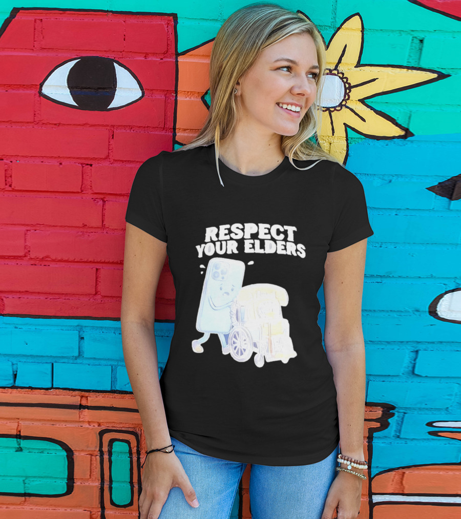 Respect Your Elders Smartphone And Vintage Telephone T-Shirt