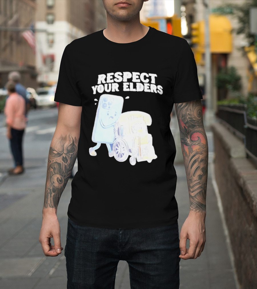 Respect Your Elders Smartphone And Vintage Telephone T-Shirt