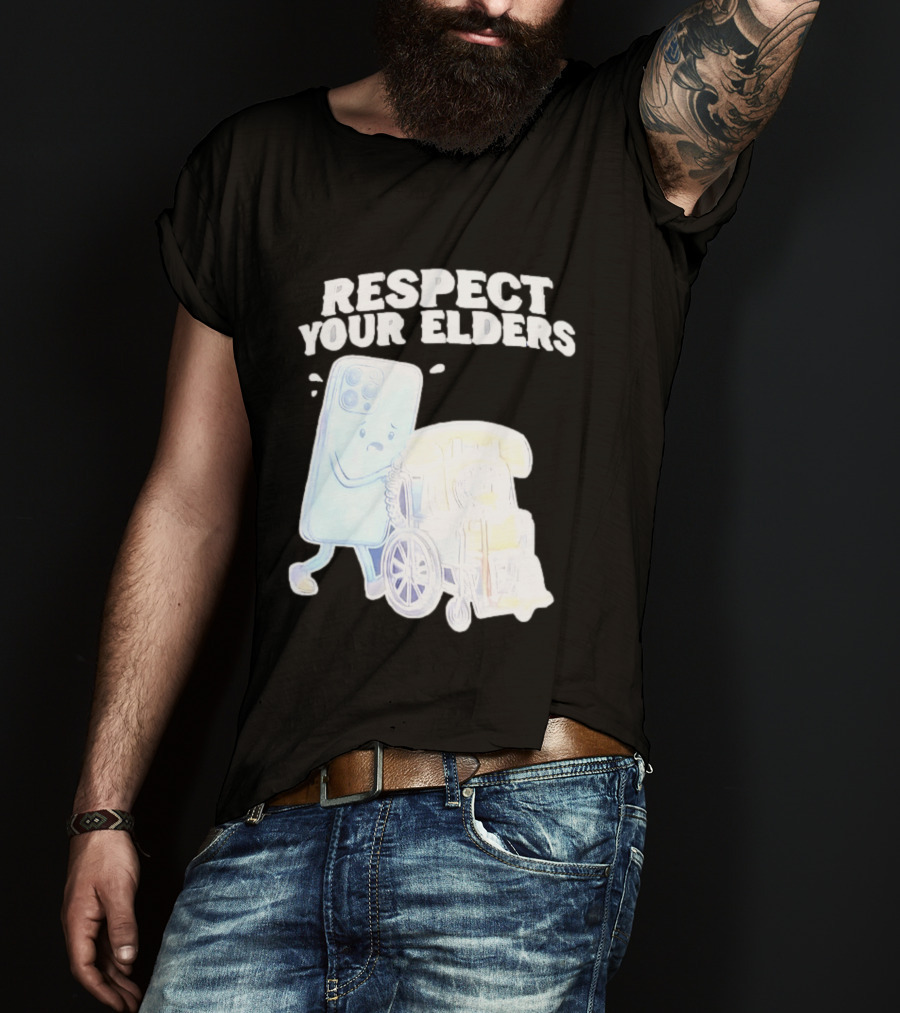 Respect Your Elders Smartphone And Vintage Telephone T-Shirt