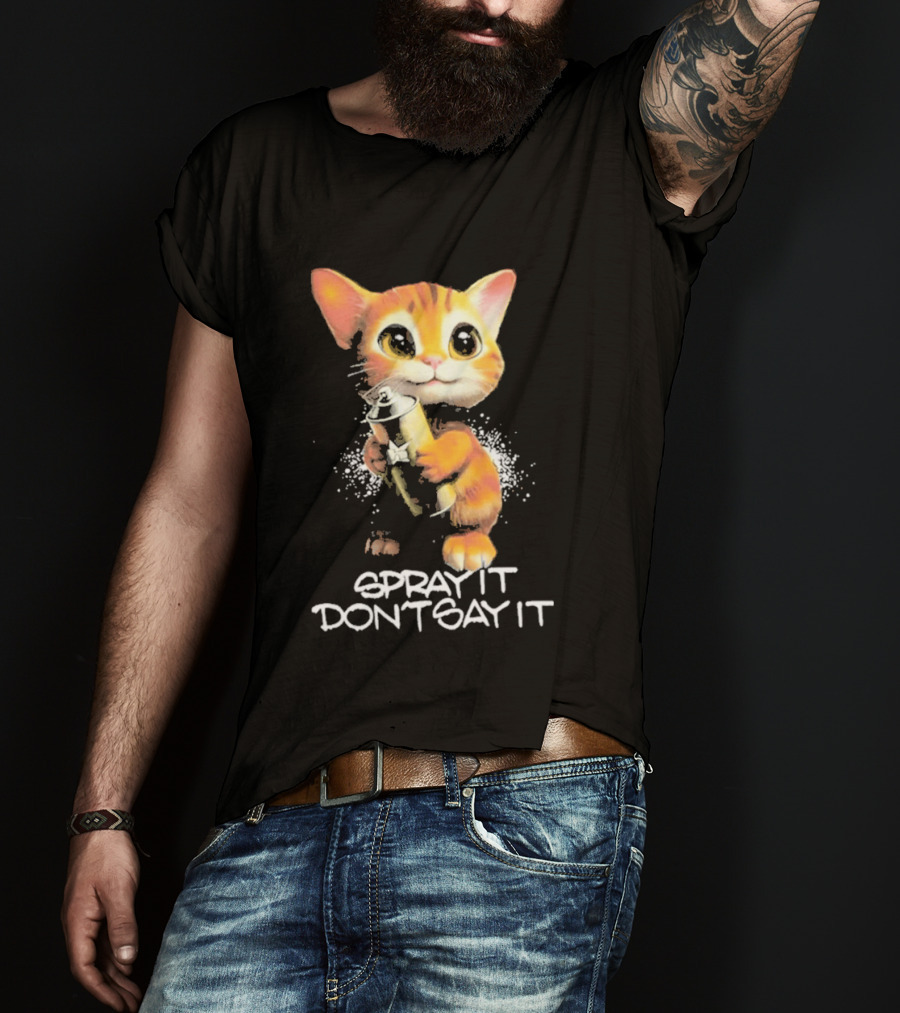 Huf Clothing Spray It Don't Say It Orange Cat With Paintbrush T-Shirt
