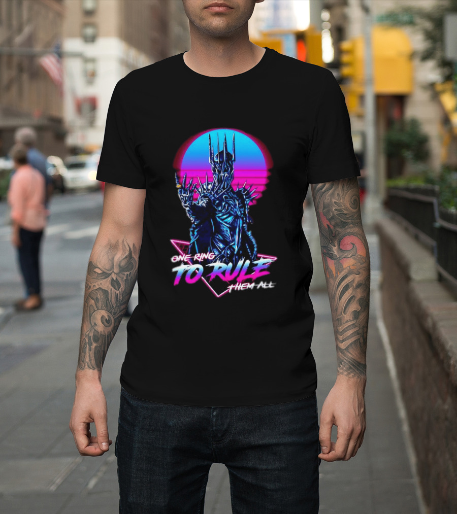 Sauron One Ring To Rule Them All Retro Pink Neon Lord Of The Rings T-Shirt