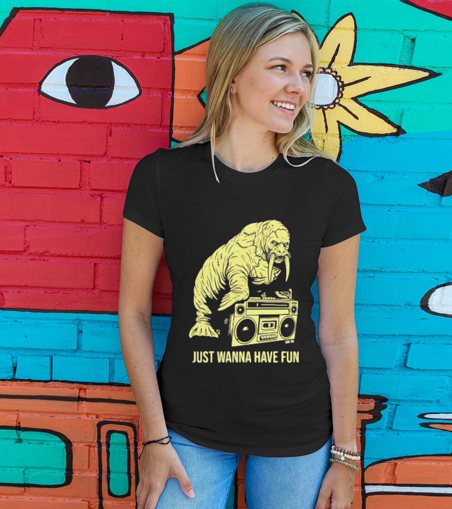Walrus DJ Just Wanna Have Fun With Boombox T-Shirt