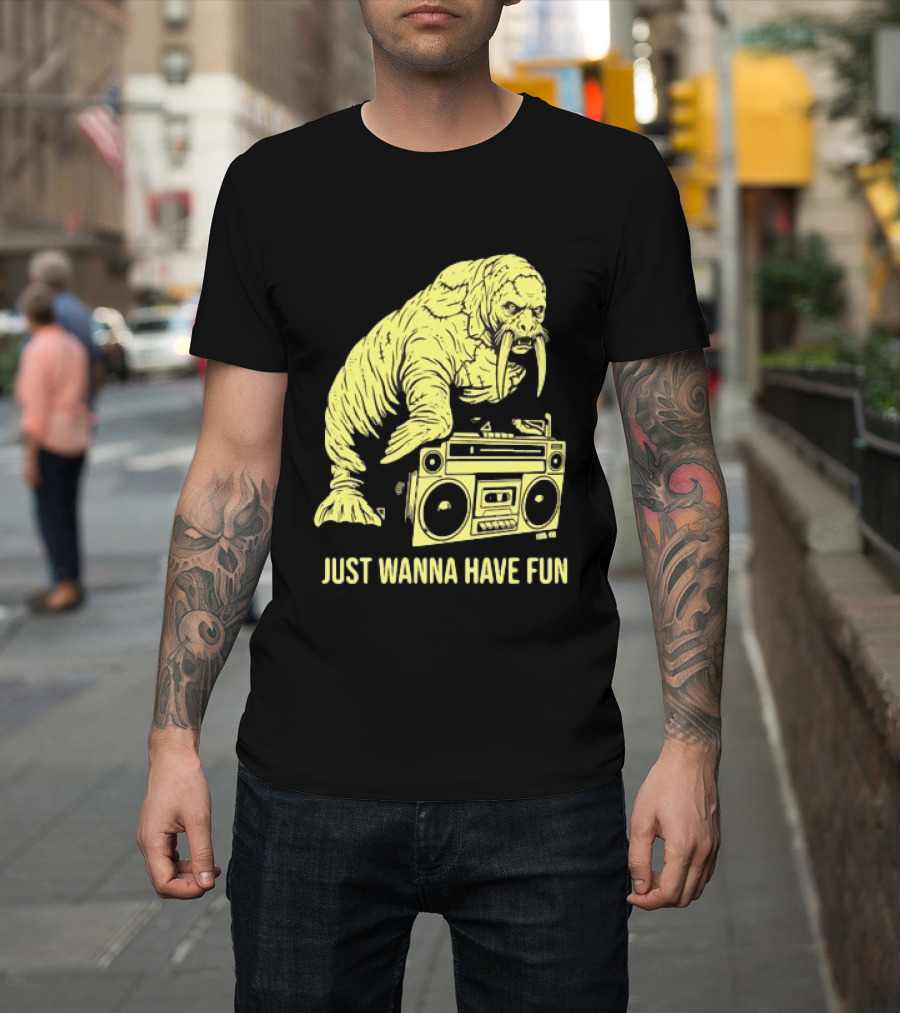 Walrus DJ Just Wanna Have Fun With Boombox T-Shirt
