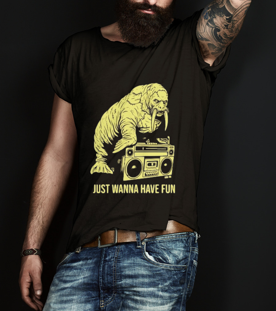 Walrus DJ Just Wanna Have Fun With Boombox T-Shirt