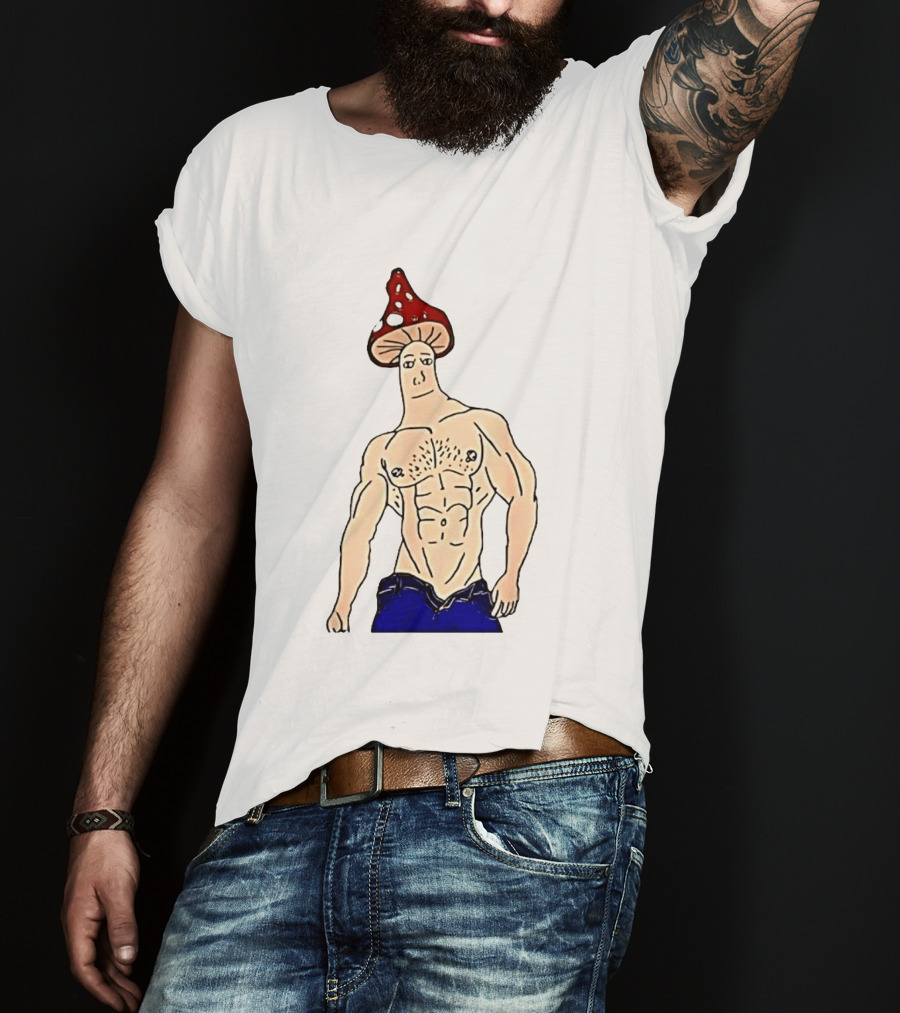 Wojak Shroomjak Buff Gym Meme Mushroom Head T-Shirt