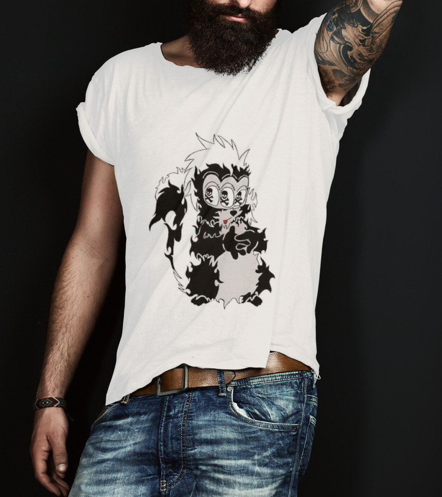 Three Eyed Skunk With Skull Eyes Surreal Creature T-Shirt