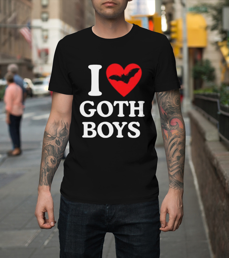 I Love Goth Boys Heart Bat T-Shirt