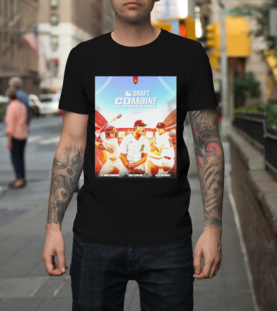 MLB Draft Combine Moutzouridis Carlon Overbay Arizona State Sun Devils Baseball T-Shirt