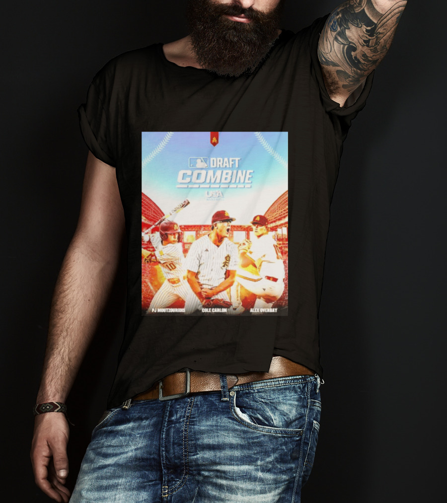 MLB Draft Combine Moutzouridis Carlon Overbay Arizona State Sun Devils Baseball T-Shirt