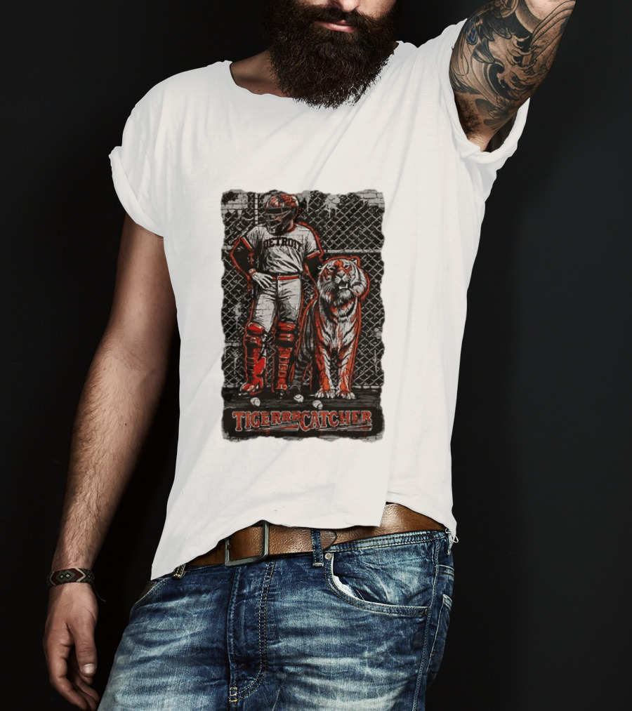 Detroit Tigerrcatcher Baseball Apparel Tiger & Catcher T-Shirt