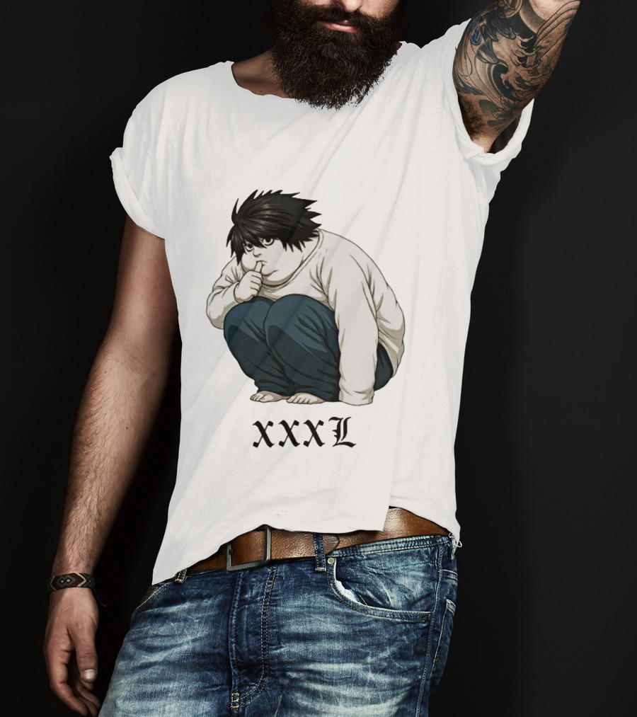 L Lawliet Xxxl Meme Anime Character Sitting Pose T-Shirt