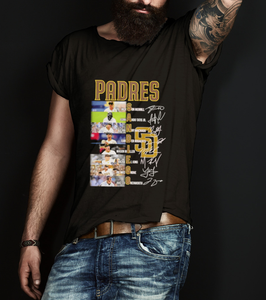 Padres San Diego Jackson Merrill Fernando Tatis Jr Manny Machado MLB Team Logos T-Shirt