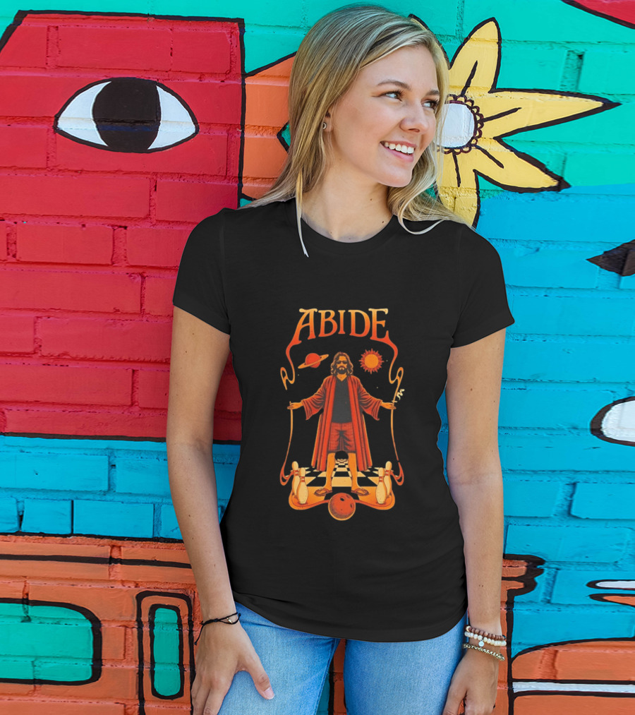 The Big Lebowski Abide Dude Bowling Solar System T-Shirt