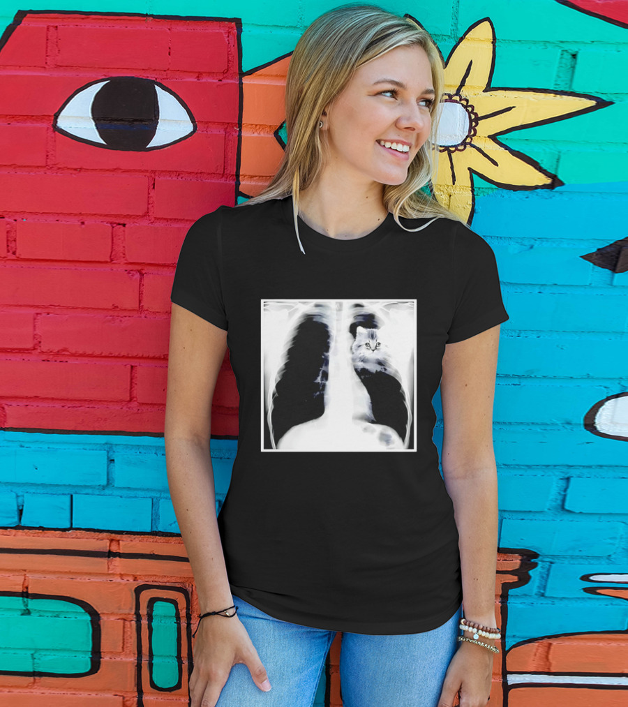 Kitten Chest X Ray Discovery Funny Cat Inside Joke T-Shirt