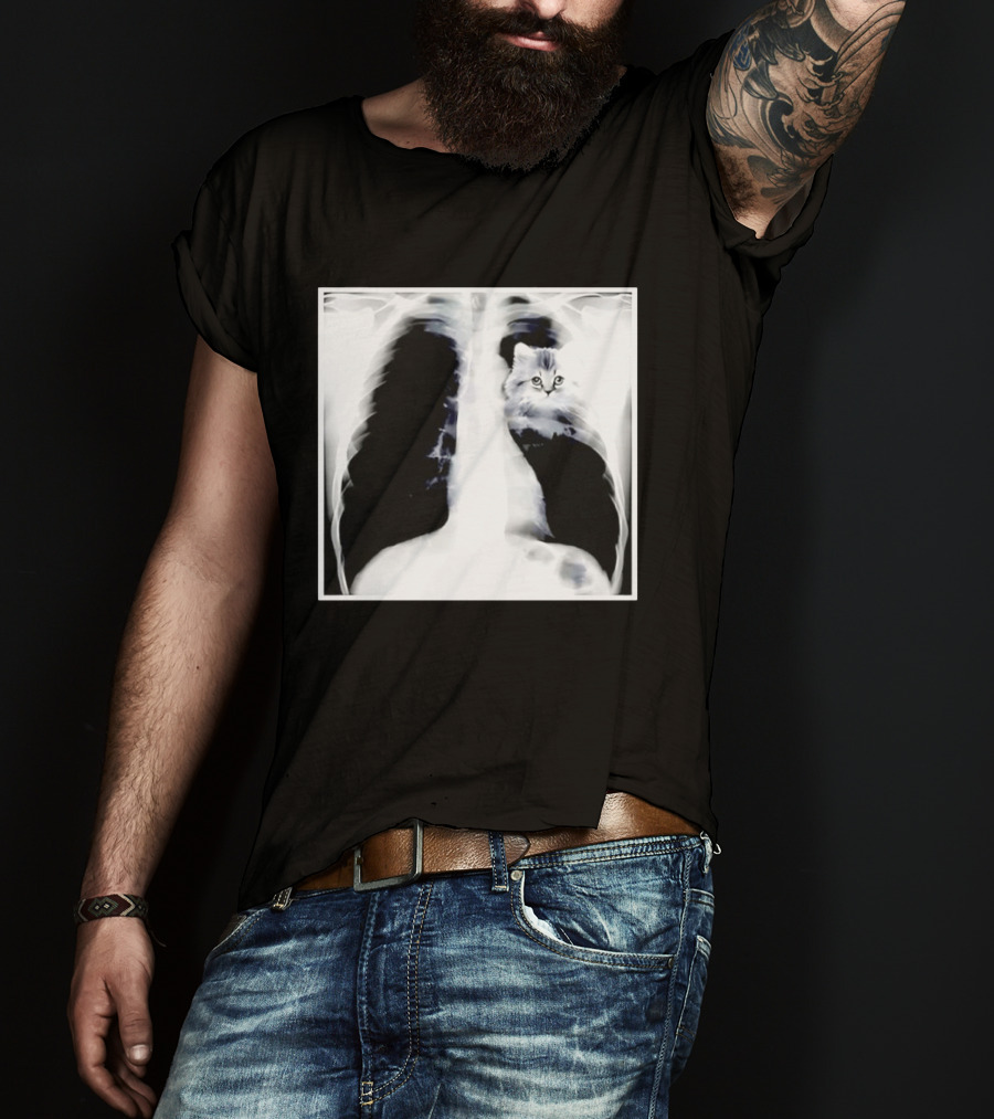 Kitten Chest X Ray Discovery Funny Cat Inside Joke T-Shirt