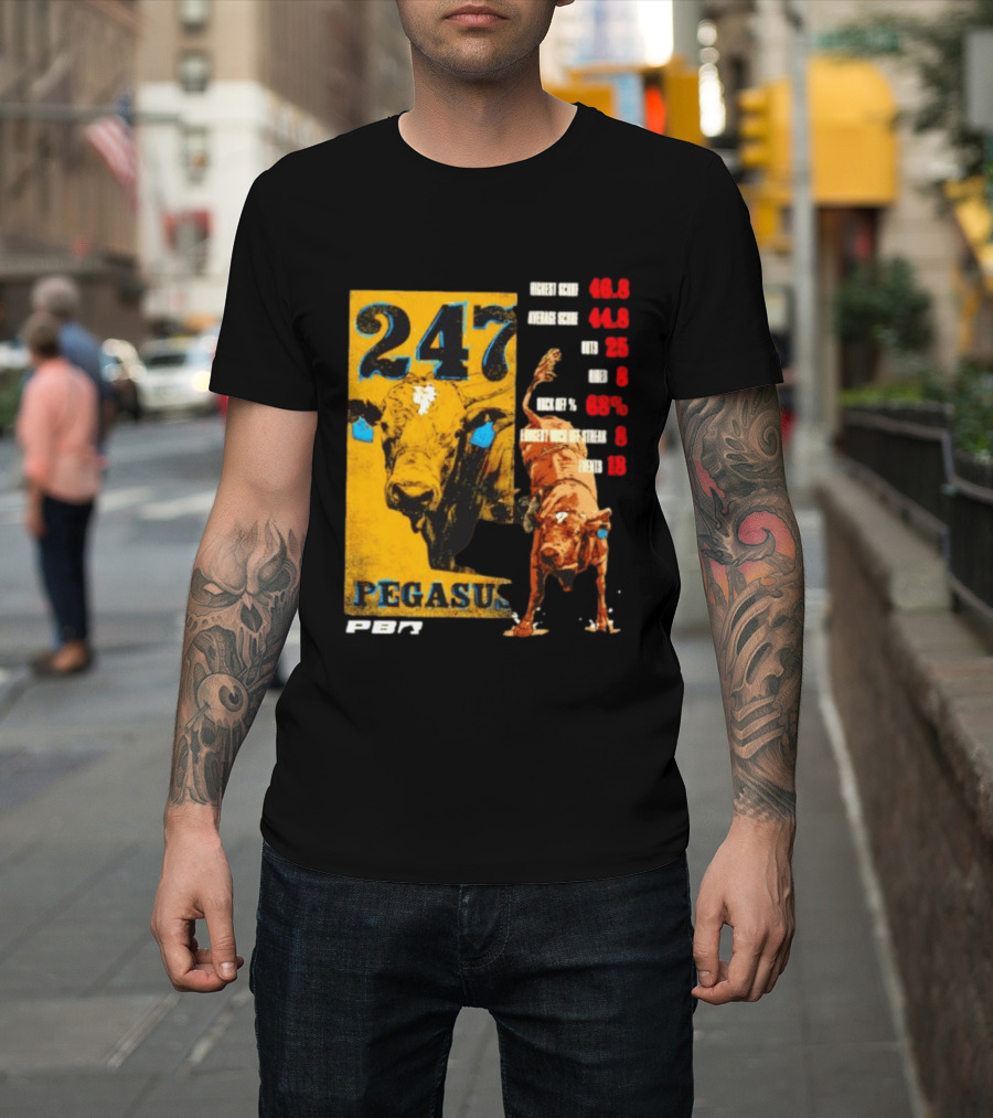 Pegasus 247 PBR Bull Riding Outs Stats Highest Average Score T-Shirt