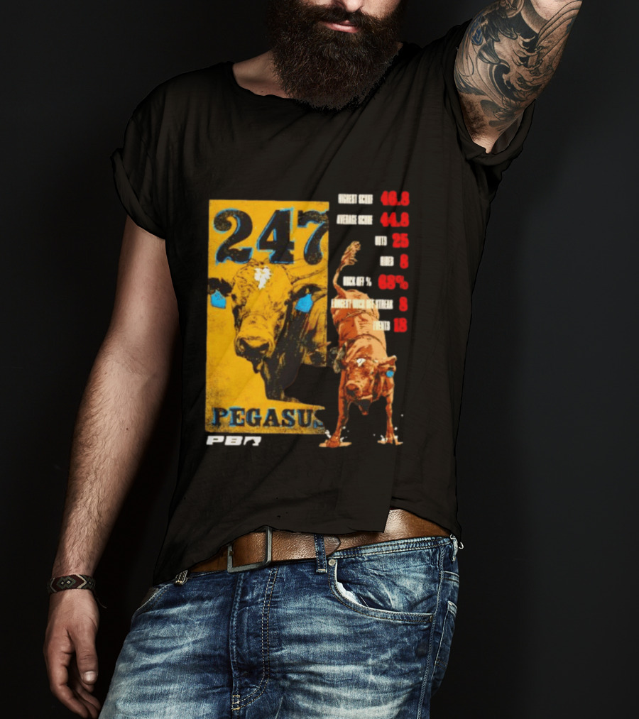 Pegasus 247 PBR Bull Riding Outs Stats Highest Average Score T-Shirt