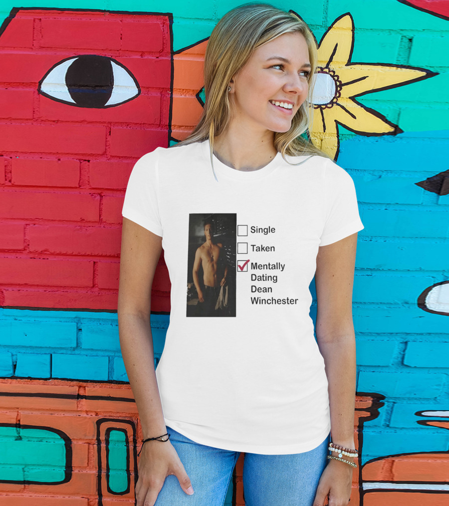 Jensen Ackles Less Mentally Dating Dean Winchester Single Taken Checked T-Shirt